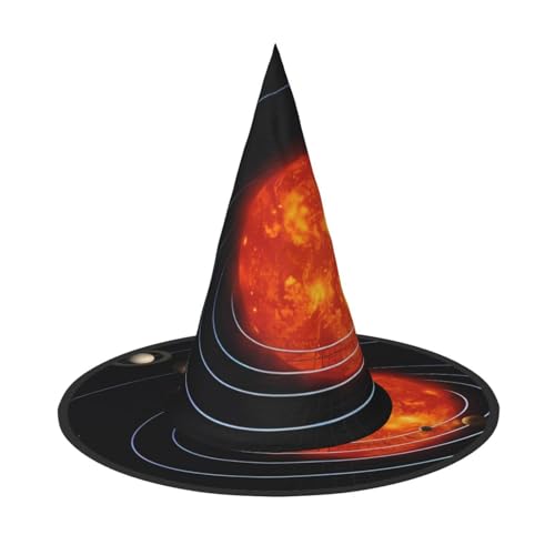 LGHHGY Halloween-Hut – Weltraum Galaxie Sonnensystem Druck Hexen Dekor Party Rollenspiel Zubehör Magic Wizard Cap für Damen Herren 2 Stück von LGHHGY