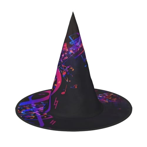 LGHHGY Halloween-Hut – bunte Galaxie-Musiknoten-Druck, Hexen-Dekoration, Party, Rollenspiel-Zubehör, magische Zauberer-Kappe für Damen, Herren, 2 Stück von LGHHGY