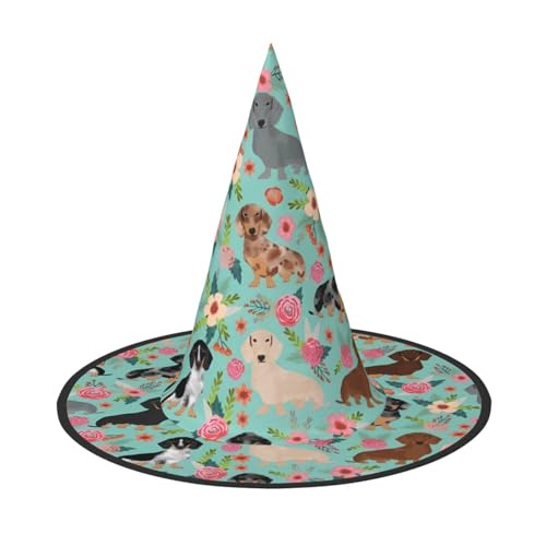 LGHHGY Halloween-Hut mit Dackel-Druck, Hexen-Dekoration, Party, Rollenspiel-Zubehör, magische Zauberer-Kappe für Damen, Herren, 3 Stück LGHHGY Halloween-Hut mit Dackel-Druck, Hexen-Dekoration, Party, Rollenspiel-Zubehör, magische Zauberer-Kappe für Damen, Herren, 3 Stück von LGHHGY