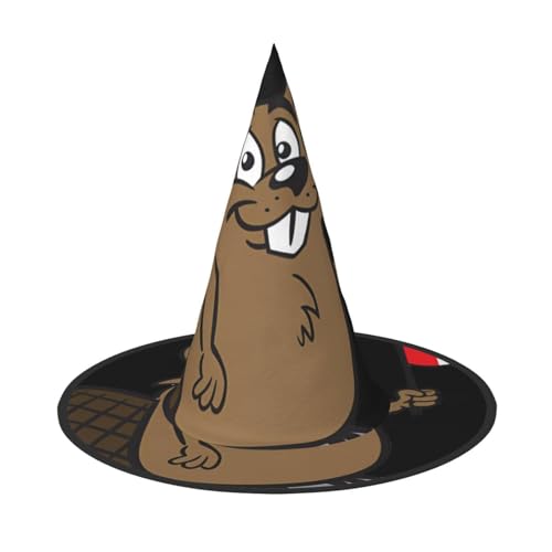 LGHHGY Halloween-Hut – niedlicher Biber-Druck, Hexen-Dekor, Party, Rollenspiel-Zubehör, magische Zauberer-Kappe für Damen, Herren, 3 Stück von LGHHGY