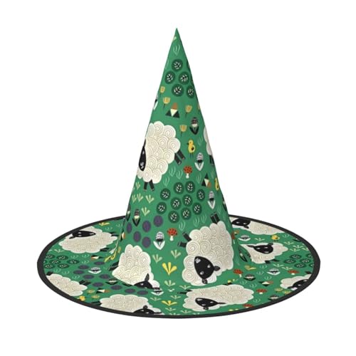 LGHHGY Halloween-Hut – niedlicher Cartoon-Schaf-Druck, Hexen-Dekoration, Party, Rollenspiel-Zubehör, magische Zauberer-Kappe für Damen, Herren, 2 Stück von LGHHGY