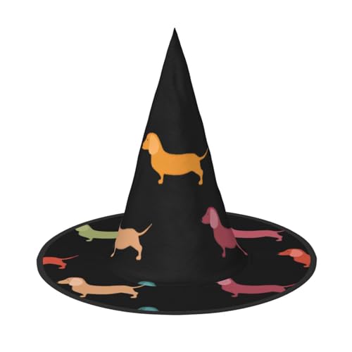 LGHHGY Halloween-Hut – niedlicher Dackel-Druck, Hexen-Dekoration, Party, Rollenspiel-Zubehör, magische Zauberer-Kappe für Damen, Herren, 2 Stück LGHHGY Halloween-Hut – niedlicher Dackel-Druck, Hexen-Dekoration, Party, Rollenspiel-Zubehör, magische Zauberer-Kappe für Damen, Herren, 2 Stück von LGHHGY
