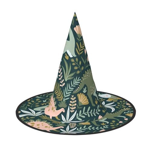 LGHHGY Halloween-Hut – niedlicher Dinosaurier-Druck, Hexen-Dekoration, Party, Rollenspiel-Zubehör, magische Zauberer-Kappe für Damen, Herren, 2 Stück von LGHHGY