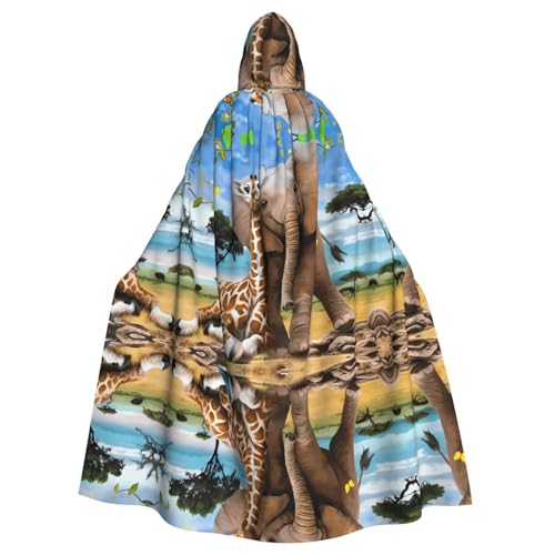 LGHHGY Halloween Kapuzenumhang Kostüm – Unisex Erwachsene Elefant und Giraffe Druck Umhang für Cosplay, Party und Themenveranstaltungen LGHHGY Halloween Kapuzenumhang Kostüm – Unisex Erwachsene Elefant und Giraffe Druck Umhang für Cosplay, Party und Themenveranstaltungen von LGHHGY