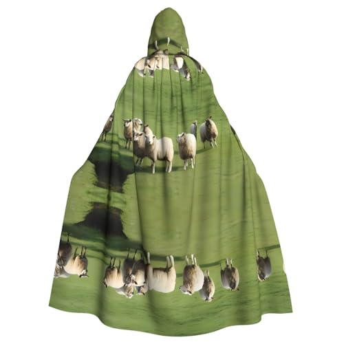 LGHHGY Halloween Kapuzenumhang Kostüm – Unisex Erwachsene Schafe und Lämmer Druck Umhang für Cosplay, Party und Themenveranstaltungen von LGHHGY