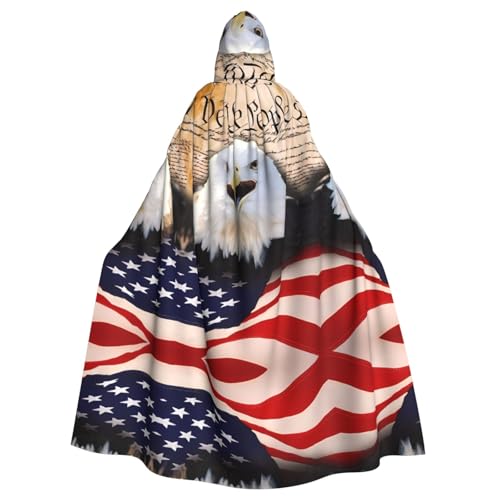LGHHGY Halloween-Kostüm mit Kapuze, Unisex, Erwachsene, patriotischer Weißkopfseeadler mit amerikanischer Flagge, Umhang für Cosplay, Party und Themenveranstaltungen von LGHHGY