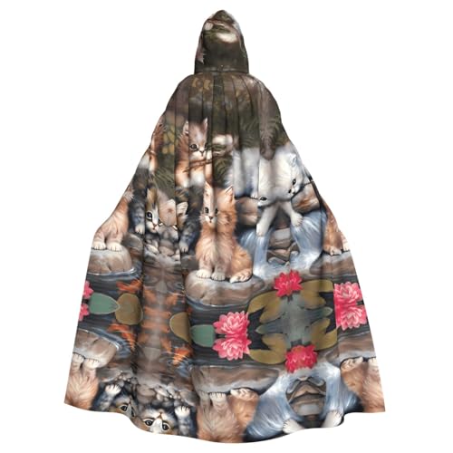 LGHHGY Halloween-Kostüm mit Kapuze, Unisex, für Erwachsene, niedlicher kleiner Katzen-Druck, Umhang für Cosplay, Party und Themenveranstaltungen LGHHGY Halloween-Kostüm mit Kapuze, Unisex, für Erwachsene, niedlicher kleiner Katzen-Druck, Umhang für Cosplay, Party und Themenveranstaltungen von LGHHGY