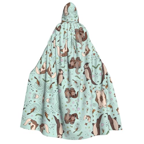 LGHHGY Halloween Otters Print Hooded Cloak Costume - Perfect for Parties, Carnivals, Comic Exhibitions, and More von LGHHGY