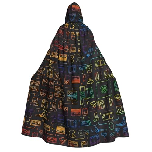 LGHHGY Halloween-Spiel-Videospiel-Muster mit Kapuze, Umhang Kostüm – perfekt für Partys, Karneval, Comic-Ausstellungen und mehr von LGHHGY