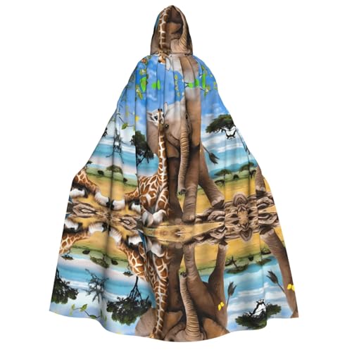 LGHHGY Halloween-Umhang mit Elefanten- und Giraffen-Druck, perfekt für Partys, Karneval, Comic-Ausstellungen und mehr von LGHHGY