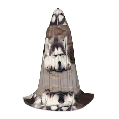 LGHHGY L Unisex Erwachsene Halloween Kapuzenumhang Husky Hund Volldruck Kostüm für Party Karneval Comic Ausstellung von LGHHGY