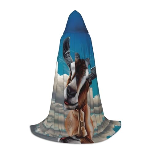 LGHHGY L Unisex Erwachsene Halloween Kapuzenumhang - Ziege Volldruck Kostüm für Party Karneval Comic Ausstellung von LGHHGY