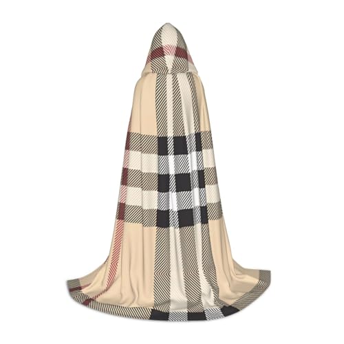 LGHHGY M Unisex Erwachsene Halloween Kapuzenumhang – Grau karierte Linien Volldruck Kostüm für Partys, Karneval, Comic-Ausstellungen von LGHHGY