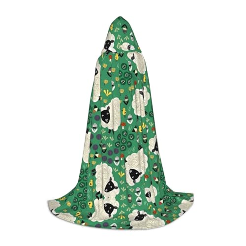 LGHHGY S Unisex Erwachsene Halloween Kapuzen Umhang Niedlich Cartoon Schaf Volldruck Kostüm für Party Karneval Comic Ausstellung von LGHHGY