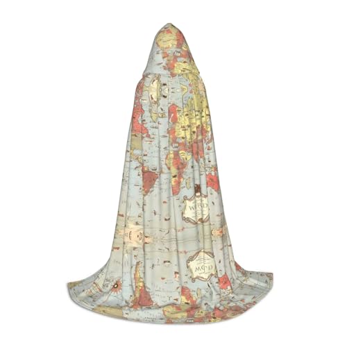 LGHHGY S Unisex Erwachsene Halloween Kapuzen Umhang Weltkarte Volldruck Kostüm für Party Karneval Comic Ausstellung von LGHHGY