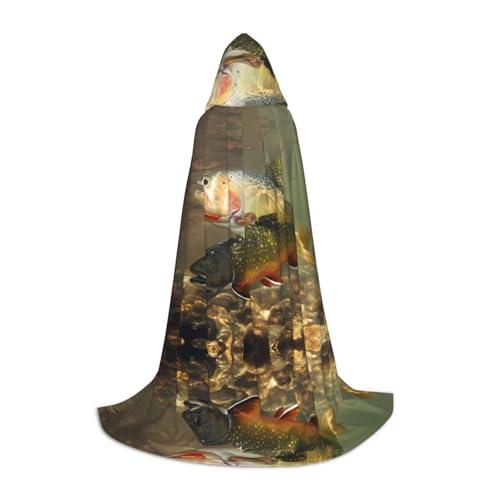 LGHHGY S Unisex Erwachsene Halloween Kapuzenumhang - Brook Forelle Fliegenfischen Volldruck Kostüm für Party Karneval Comic Ausstellungen von LGHHGY