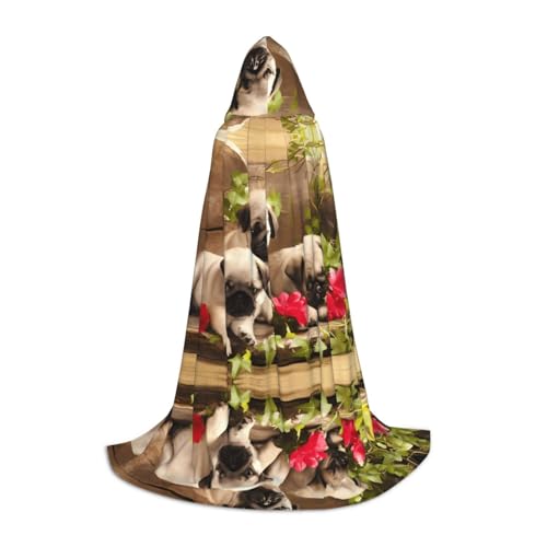 LGHHGY S Unisex Erwachsene Halloween Kapuzenumhang Welpen Mops Volldruck Kostüm für Party Karneval Comic Ausstellungen von LGHHGY