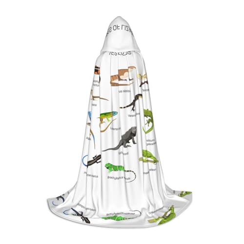 S Unisex Erwachsene Halloween Kapuzenumhang - Verschiedene Arten von Eidechse Volldruck Kostüm für Party Karneval Comic Ausstellung von LGHHGY