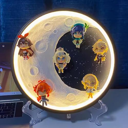 LGJFDL 30cm/11.8'' Genshin Impact PVC Collectible Game Night Light Character Model Anime Toys Tricolor Adjustment USB von LGJFDL