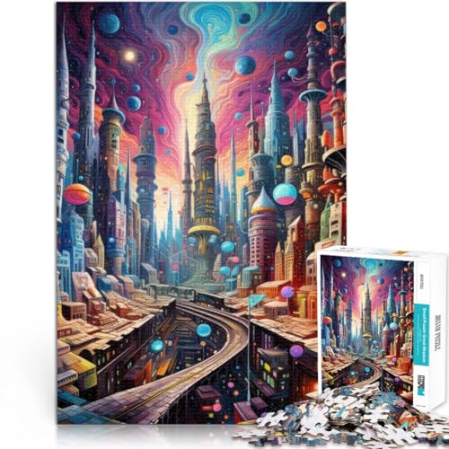 Anspruchsvoll, Aber lustig und humorvoll Psychedelische Stadt der Farben Teenager-Puzzles 1000 Teile 26x38cm Wanddekoration von LGNBTGM