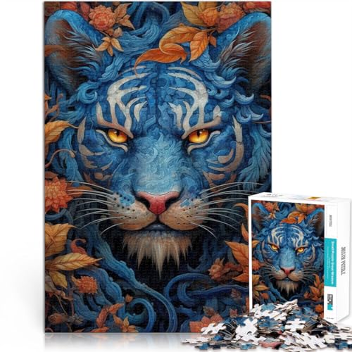 Anspruchsvolles Spiel und Familienspaß Blaues Tigerporträt Puzzle für Erwachsene mit 1000 Teilen 26x38cm Heimdekoration von LGNBTGM