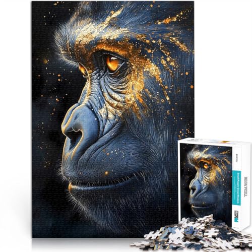 Anspruchsvolles Spiel und Familienspaß Goldenes Gorilla-Porträttier 1000-teiliges Puzzle für Erwachsene 26x38cm Wanddekoration von LGNBTGM