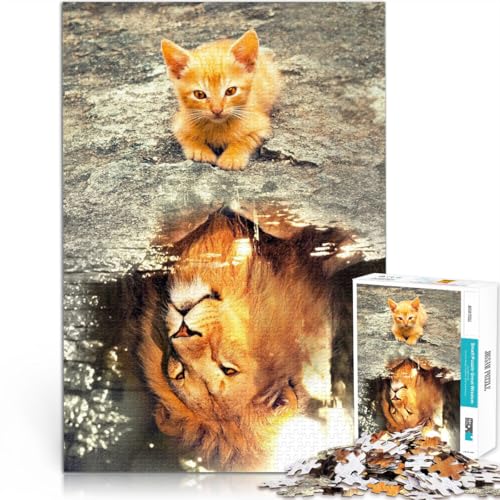 Anspruchsvolles Spiel und Familienspaß Katze spiegelt den Löwen Puzzle 1000 Teile für Erwachsene 26x38cm Perfekte Dekoration Anspruchsvolles Spiel und Familienspaß Katze spiegelt den Löwen Puzzle 1000 Teile für Erwachsene 26x38cm Perfekte Dekoration von LGNBTGM