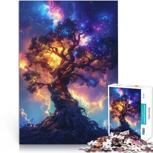 Anspruchsvolles Spiel und Familienspaß Riesiger Baum mit Neonhimmel 1000-teilige Puzzles für Erwachsene 26x38cm Heimdekoration von LGNBTGM