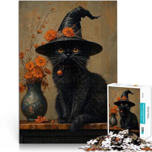 Anspruchsvolles Spiel und Familienspaß Schwarze Katze Puzzle für Erwachsene mit 1000 Teilen 70x100cm Geburtstagsgeschenk für ab 14 Jahren von LGNBTGM