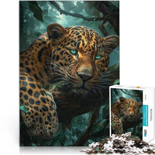 Anspruchsvolles Spiel und Familienspaß Tropischer Dschungelleopard Teenager 1000 Teile Puzzle 50x75cm Perfekte Dekoration von LGNBTGM