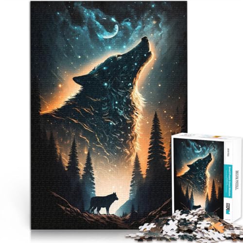 Anspruchsvolles Spiel und Familienspaß Wolf-Fantasiebild 1000-Teile-Puzzle für Erwachsene 38x52cm Lustiges Geschenk von LGNBTGM