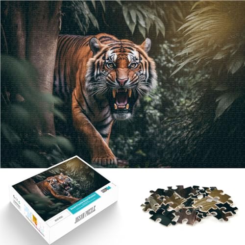 Anspruchsvolles Spiel und Familienspaß Wütender Tiger Teenager 1000 Teile Puzzle 26x38cm Die Liebe zwischen Paaren stärken für 14+ von LGNBTGM