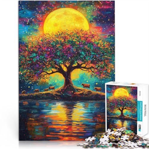 Anspruchsvolles Spiel und Familienspaß Wunderschöne Landschaft im Mondlicht 1000-Teile-Puzzle für Erwachsene 26x38cm Wanddekoration von LGNBTGM