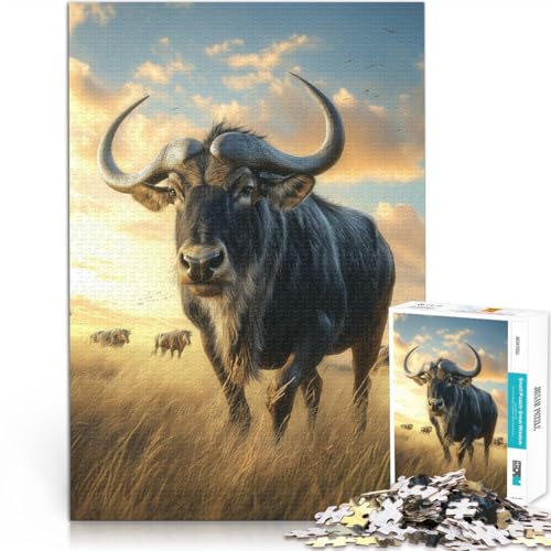 Dekomprimierendes intellektuelles Lernspielzeug Gnus in der Savanne Puzzle 1000 Teile für Erwachsene 26x38cm EIN Kunstwerk von LGNBTGM