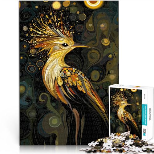 Dekomprimierendes intellektuelles Lernspielzeug Goldener Wiedehopf im Klimt-Stil 1000-teiliges Puzzle für Erwachsene 26x38cm Gutes Geschenk von LGNBTGM