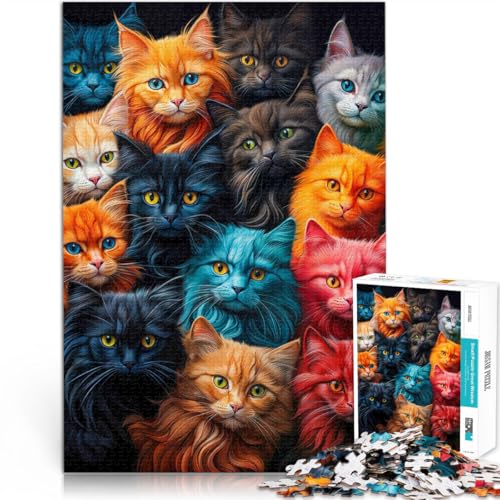 Denkspiel EIN Haufen Katzen 1000-teilige Puzzles für Teenager 26x38cm Lustige Aktivitäten für zu Hause, Geburtstagsgeschenk, Reisegeschenk, für ab 14 Jahren von LGNBTGM