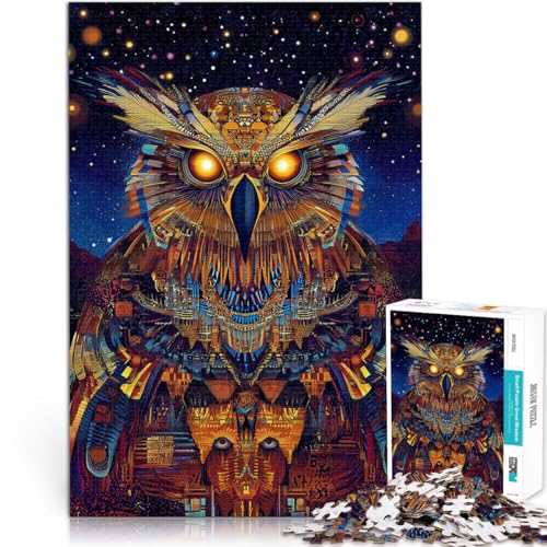 Denkspiel Farbe Eule Puzzle für Erwachsene mit 1000 Teilen 70x100cm mit vollständig ineinander greifenden, zufällig geformten Teilen Geeignet ab 14 Jahren von LGNBTGM