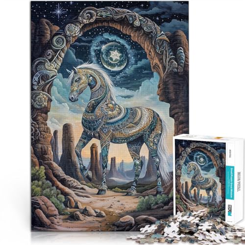 Denkspiel Farbe Kunst Pferd 1000-teilige Puzzles für Teenager 26x38cm Jedes Stück ist einzigartig – Anspruchsvolles Familienspiel ab 14 Jahren von LGNBTGM