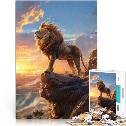 Denkspiel Löwen Sonnenaufgang Majestät Puzzle 1000 Teile für Erwachsene 38x52cm mit vollständig ineinander greifenden, zufällig geformten Teilen für ab 14 Jahren von LGNBTGM