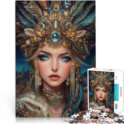 Denkspiel Schöne indische Prinzessin 1000-teiliges Puzzle für Erwachsene 70x100cm Wunschliste mit dem Weihnachtsmann für und ab 14 Jahren von LGNBTGM