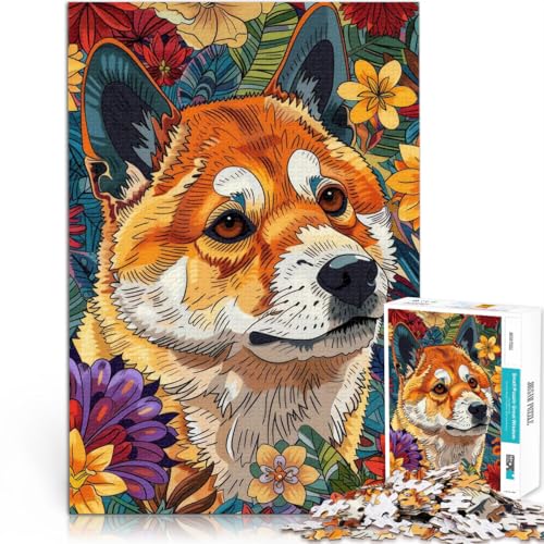 Denkspiel Shiba Inu Hund mit Blumenmuster 2000-Teile-Puzzle für Erwachsene 70x100cm eignet ganze Familie für und ab 14 Jahren von LGNBTGM