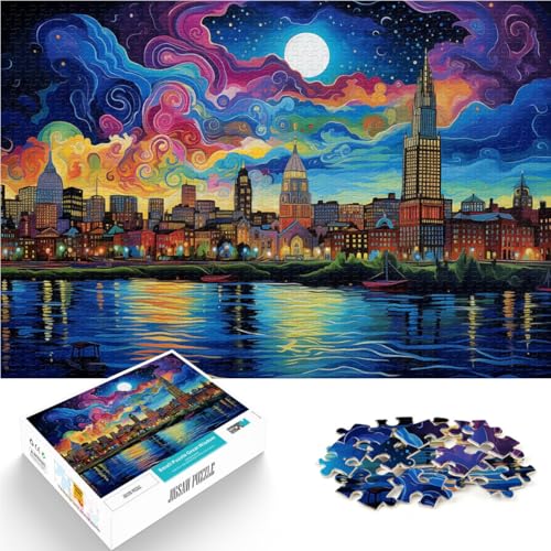 Denkspiel Skyline von Boston 1000-teiliges Puzzle für Teenager 70x100cm Jedes Stück ist einzigartig – Anspruchsvolles Familienspiel ab 14 Jahren von LGNBTGM