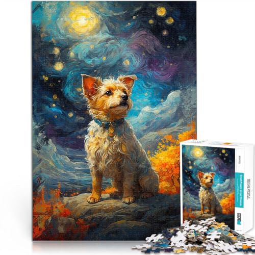 Denkspiel Tibet Terrier Sternennacht 1000-teiliges Puzzle für Erwachsene 50x75cm Künstlersammlung, Bildende Kunst ab 14 Jahren von LGNBTGM