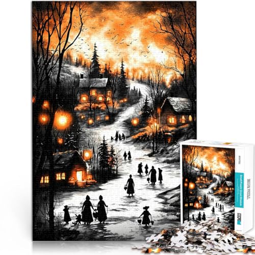 Denkspiel Vintage Winterglühen 1000-teiliges Puzzle für Teenager 38x52cm denn eignet ganze Familie Geeignet ab 14 Jahren von LGNBTGM