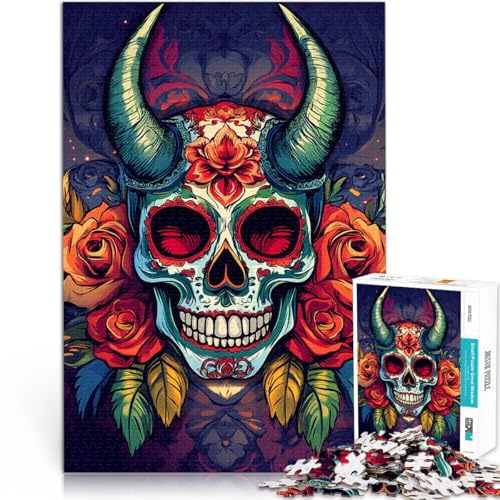 Denksportaufgabe für Bunte Totenkopfkunst Teenager-Puzzles 1000 Teile 26x38cm Geeignet für die Schreibtischdekoration für ab 14 Jahren von LGNBTGM