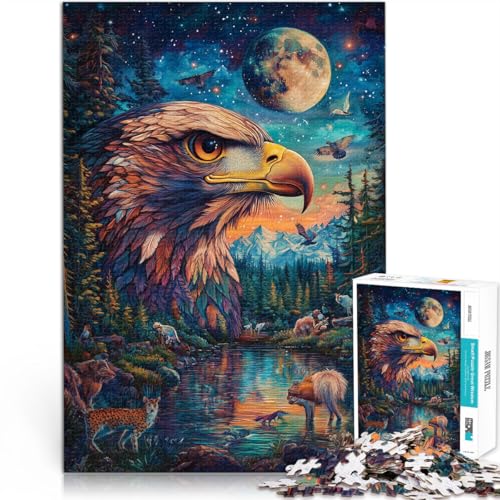 Denksportaufgabe für Farbmalerei Adler 1000-teiliges Puzzle für Erwachsene 26x38cm Geburtstagsgeschenk, Geschenke für und ab 14 Jahren von LGNBTGM