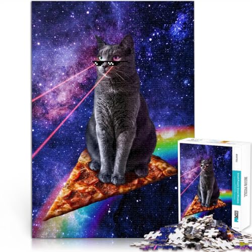 Denksportaufgabe für Katzenraum und Pizza Puzzle 1000 Teile für Teenager 26x38cm Geburtstagsgeschenk, Geschenke ab 14 Jahren von LGNBTGM