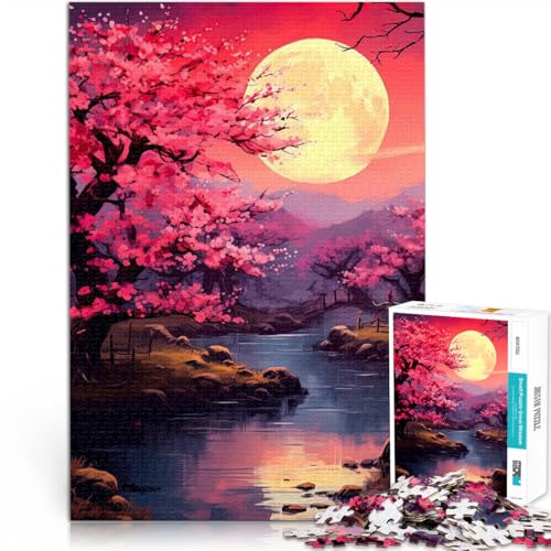 Denksportaufgabe für Kirschblüte und Mond 1000-teilige Puzzles für Teenager 70x100cm Lernspiel für Geburtstag, Weihnachten für ab 14 Jahren von LGNBTGM