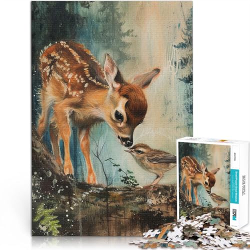 Familienaktivität Rehkitz und Vogel 1000-teilige Puzzles für Erwachsene 26x38cm Geeignet für die Schreibtischdekoration für ab 14 Jahren von LGNBTGM