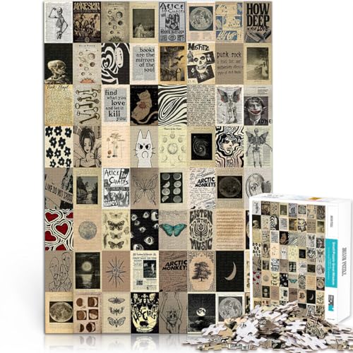 Familienspiel für und Retro-Kunst-Mosaik-Poster Puzzle für Erwachsene mit 1000 Teilen 26x38cm Geburtstagsgeschenke für ab 14 Jahren von LGNBTGM